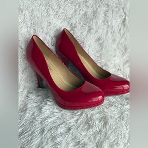 New City Classified Comfort red platform heels gloss finish